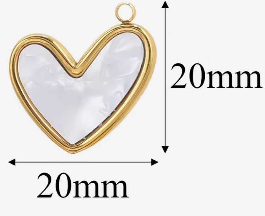 Pearly White Heart- Gold