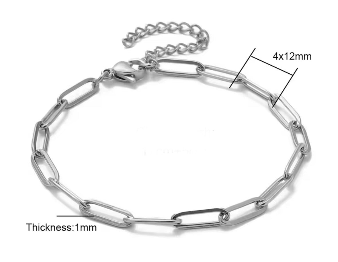 Paperclip Chain Bracelet- Silver
