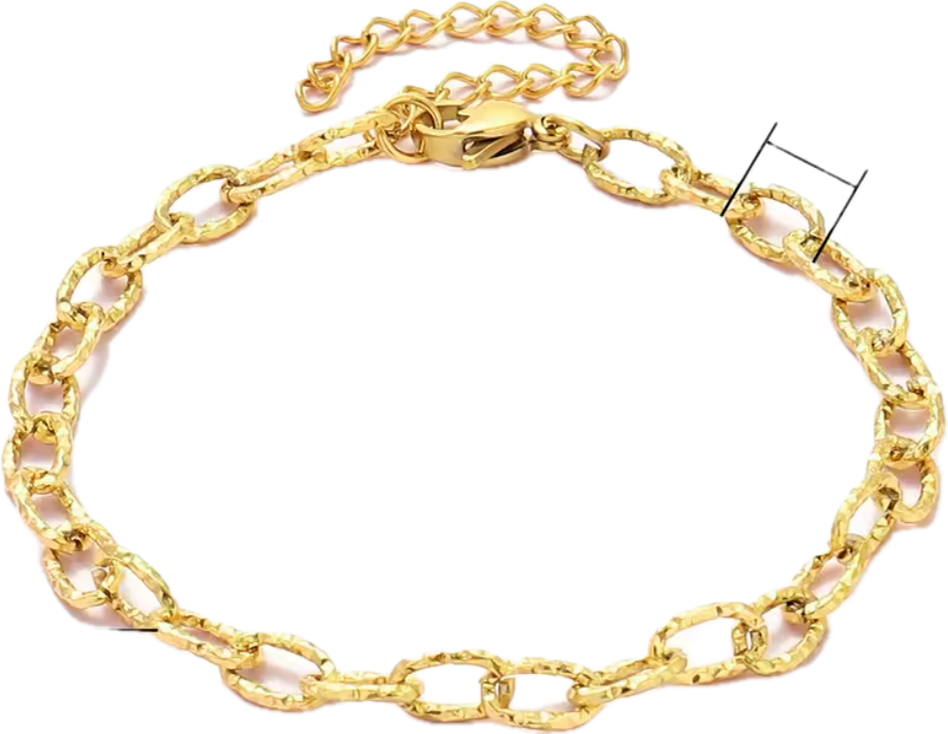 Textured Link Bracelet- Gold