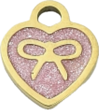 Pink Glitter Heart- Bow