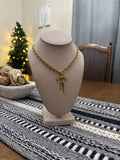Gold Chunky Bow Necklace 18”