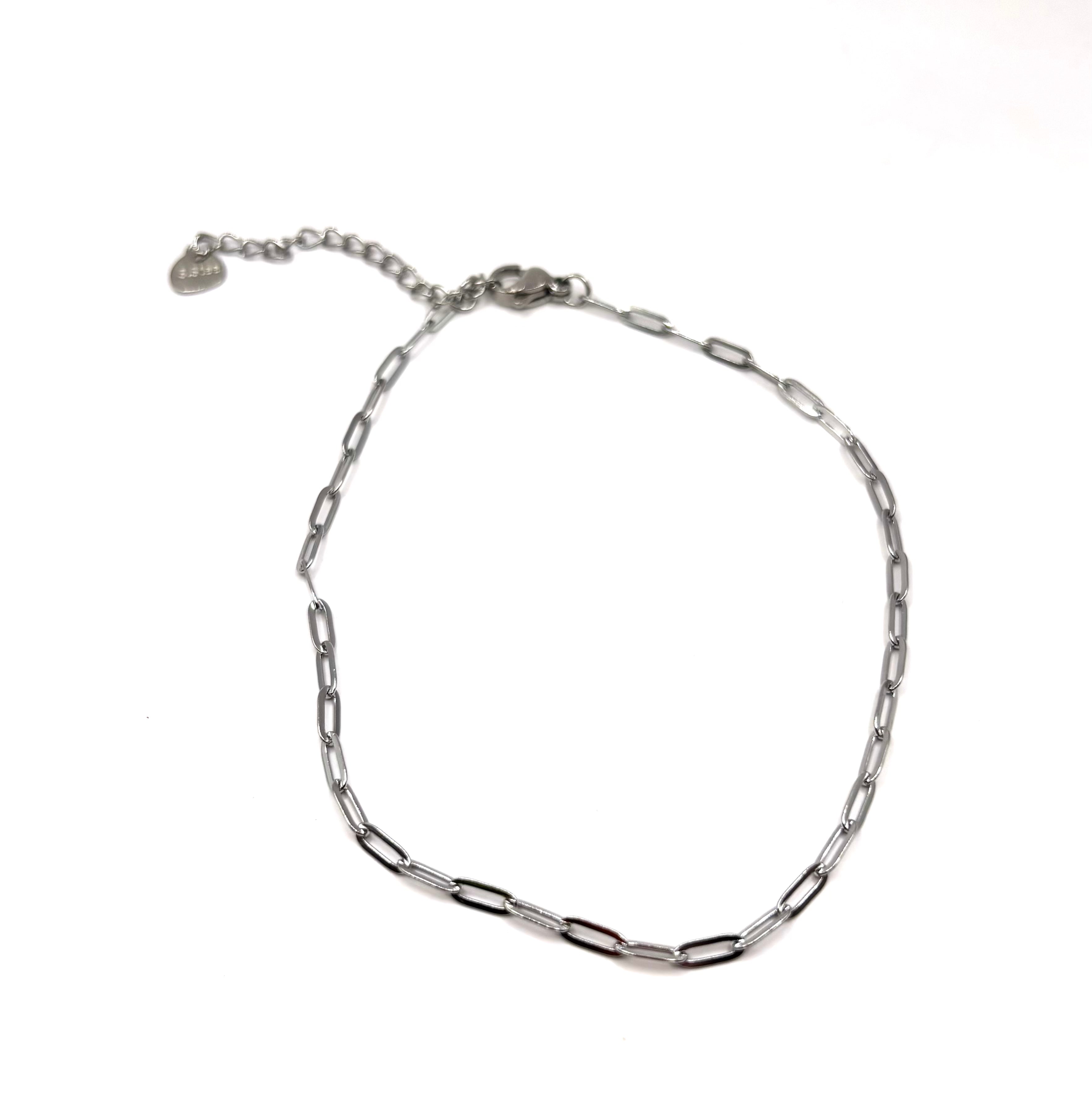 Petite Paper Clip Bracelet- silver