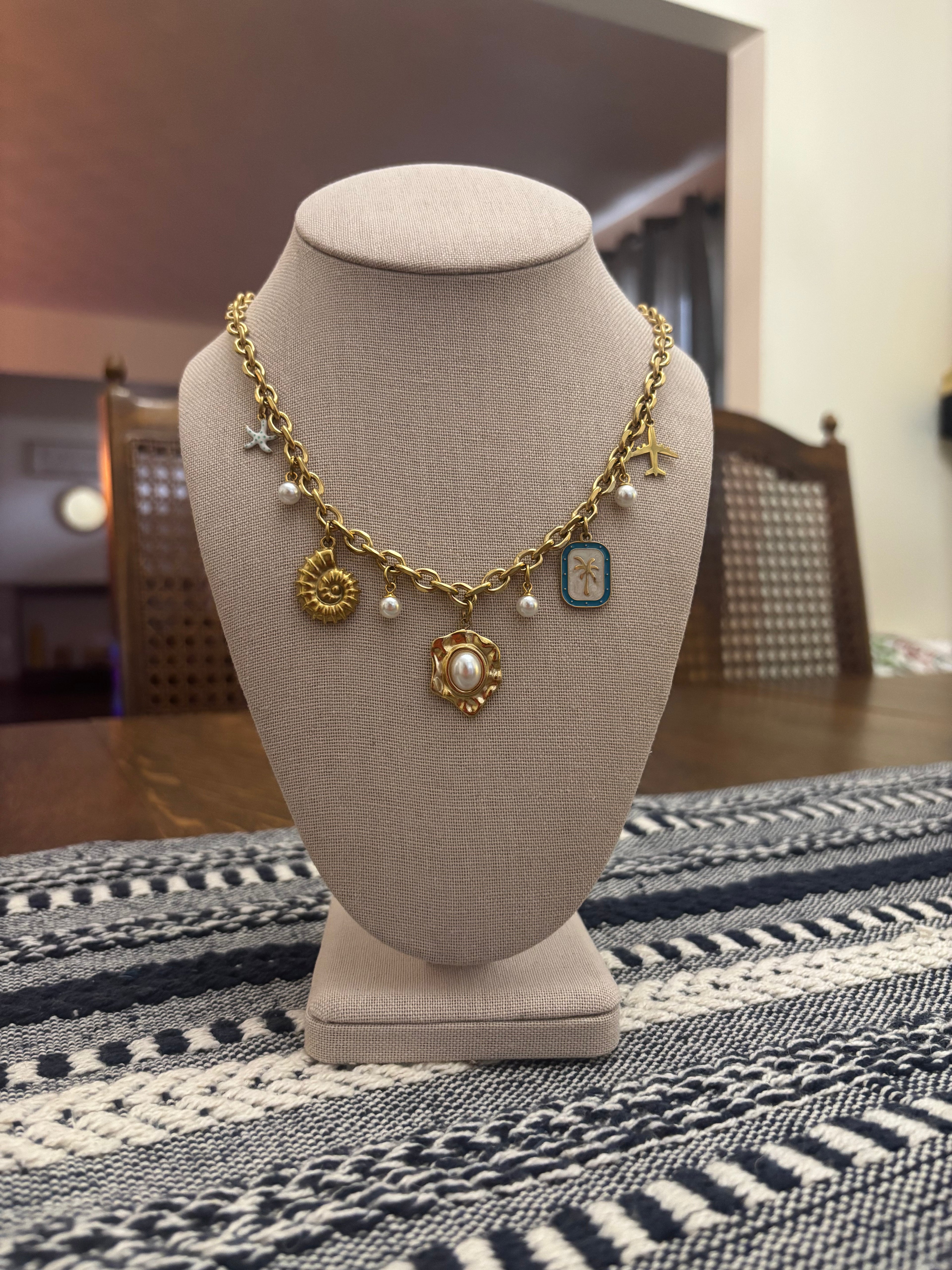 Beachy charm necklace 18”