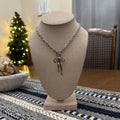 Silver Chunky Bow necklace 18”