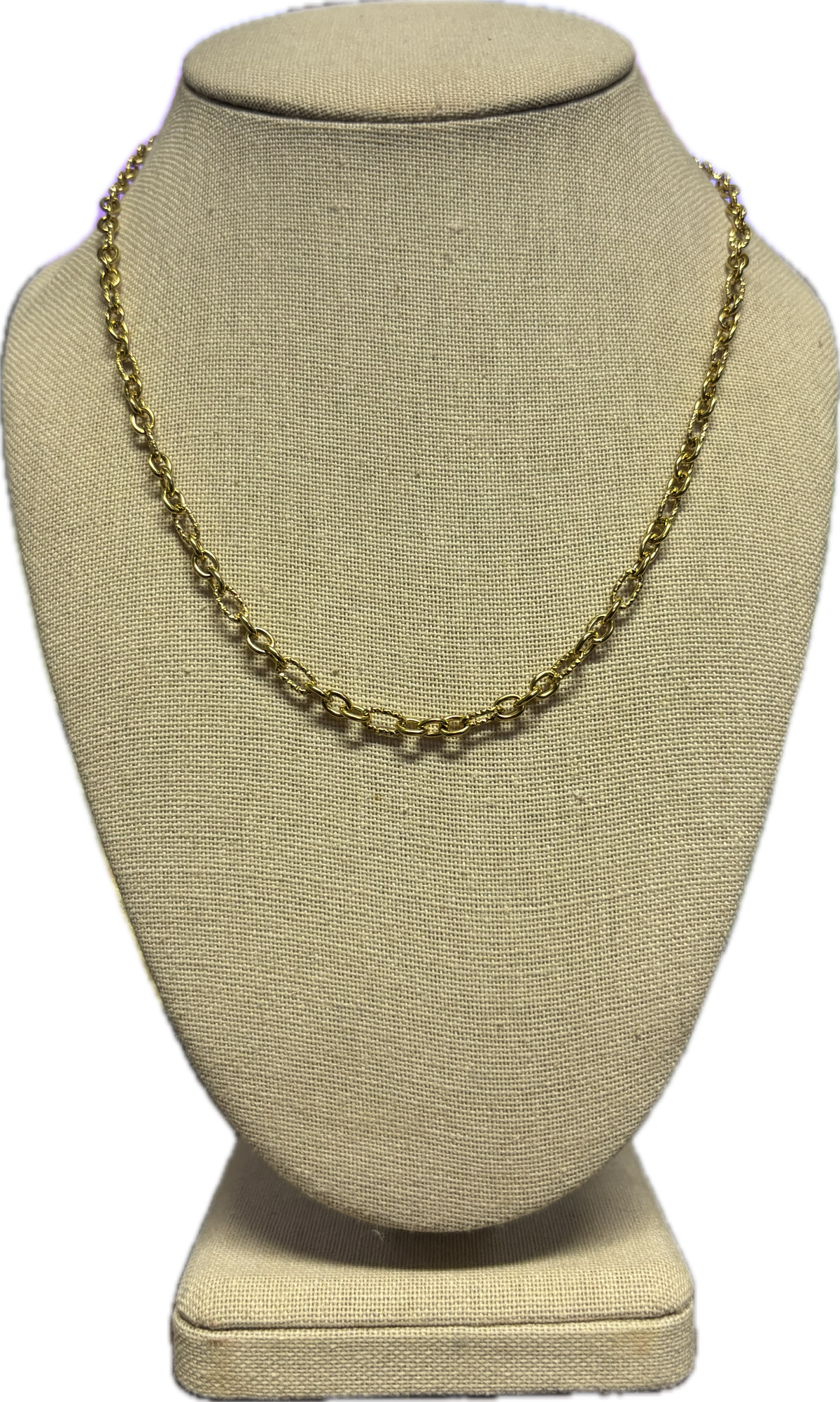 Textured Link Necklace- Gold