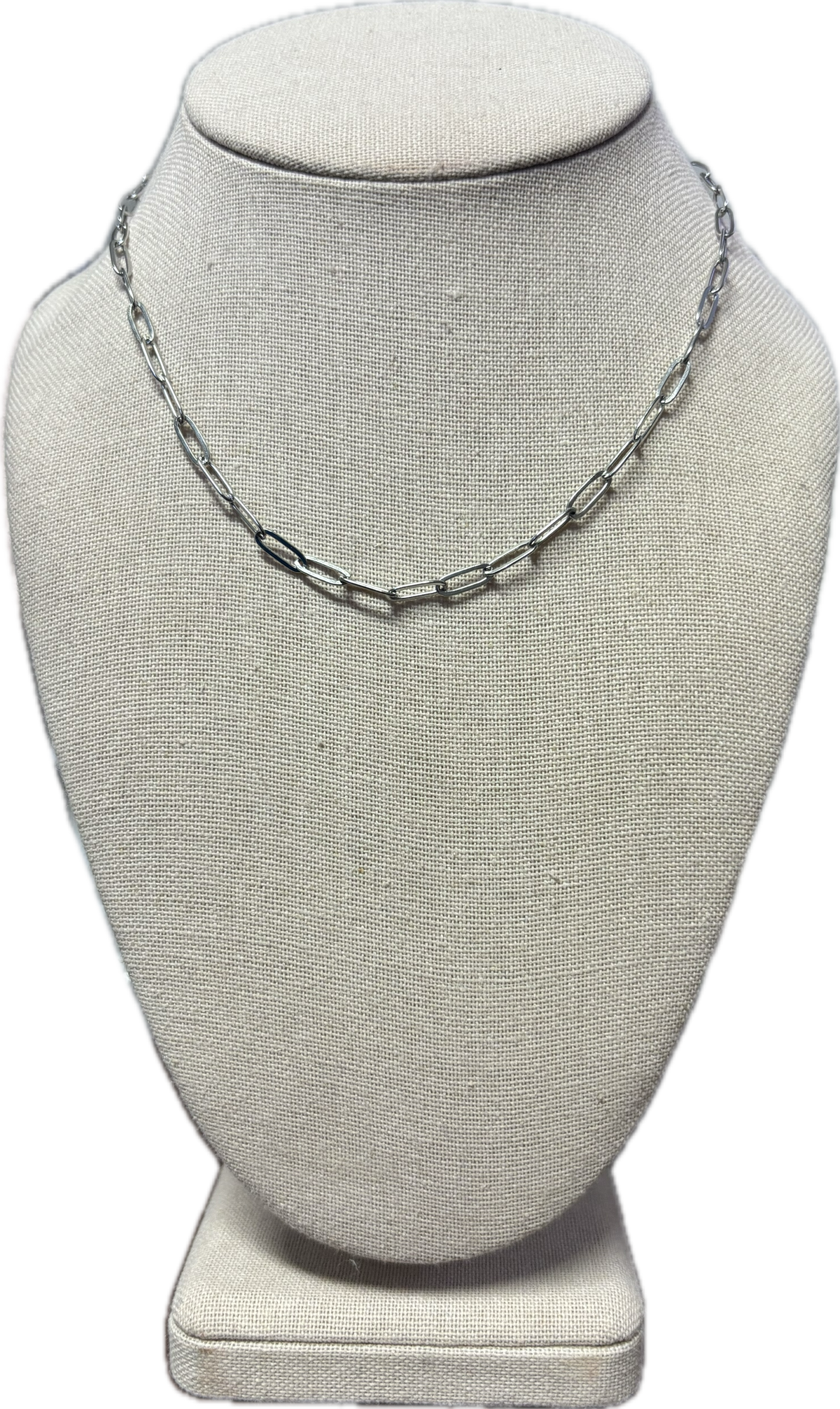 Basic B- paper clip necklace- Silver